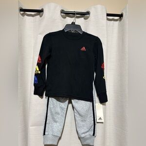 Adidas Black Red Long Sleeve Matching Set